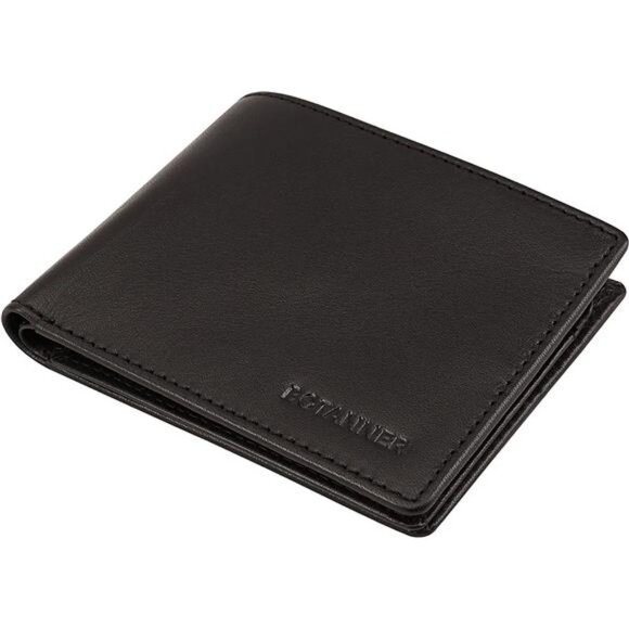 Men Slim ID Leather WalletRFID Blocking 5 Credit Card Slots 1 ID Window